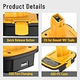 2 Packs DM18D Battery Adapter Converter with USB Port for Dewalt 18V Tools, Converts for Dewalt 20V for Milwaukee 18V Li-ion to De-Walt 18V Battery Adapter