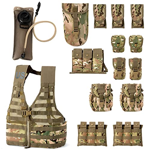 MT Rifleman Set, Military Fighting Load Carrier Vest and Army FLC Pouches Multicam