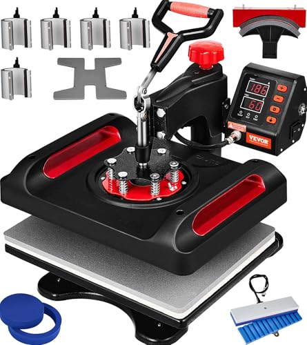 VEVOR 11 in 1 Heat Press Machine 12x15 Inch T Shirt Press Machine 360° Swing Away Digital Multifunction Sublimation Heat Transfer Machine for T-Shirt Hat Cap Mug Plate Pen Shoes