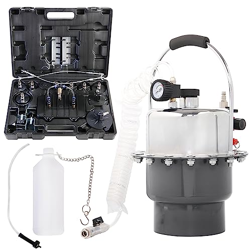 YSTOOL Brake Bleeder Kit Pneumatic Pressure Brake Clutch Fluid Bleeding Tool Set with Master Cylinder Adatpers Air Power Pressurized Oil Change Bleeder Machine and Waste Oil Collection Bottle (Black)