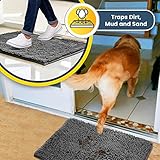 Muddy Mat® Shown on TV – Super Absorbent Microfiber Dog Door Mat for Muddy Paws, Non-Slip Washable Pet Rug, Quick Dry Chenille Entryway Carpet, Machine Washable Indoor Outdoor mat, Grey 30"x19"