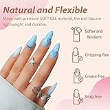 UNA GELLA Almond Fake Nails 216pcs Almond Press on Nails Pre-shape Almond Nails Tips for Full Cover Acrylic Almond Nails French False Nails For Nail Extension Nail Art, DIY Salon 12 Sizes Gelly Tips