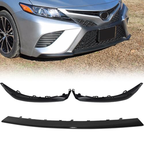 3Pcs Front Bumper Lower Grille Molding for Toyota Camry SE XSE 2018 2019 2020 Middle & Left Driver & Right Front Bumper Lower Trim(Glossy Black)
