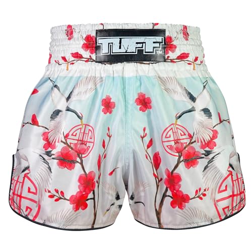 Tuff Sport Muay Thai Boxing Shorts, Retro Styles, Classic Slim Cut, MMA, Kickboxing, Workout Set (TUF-RMS114-MTC, M), Medium