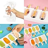 Ozera 2 Pack Popsicles Molds Set, Silicone 4 Cavities Oval Popsicle Cake Pop Molds for Homemade Cakesicles, with 50 Wooden Popsicle Sticks & Bags