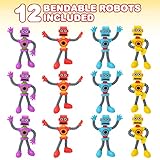 ArtCreativity Bendable Robot Figures, Set of 12 Flexible Men, Birthday Party Favors for Boys and Girls, Stress Relief Fidget Toys, Sensory Toys for Kids and Adults, Goody Bag Stuffers