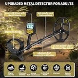 SAKOBS Metal Detector for Adults Professional – Higher Accuracy 9 Types of Metal Target Detection, 11" Waterproof Double-D Coil, New Upgraded DSP Chip and LCD Display （12.8" Detection Depth）