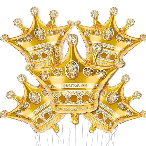 Froova 36 Inch Crown Balloons Large Metallic Gold Crown Foil Mylar Balloon Chrome Gold Birthday Decoration for King and Queen Prince Royalty Royal Birthday Wedding Baby Shower Party Decor