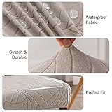 Genina Waterproof Chair Covers for Dining Room Set of 4, Dining Room Chair Covers Protectors Stretch Kitchen Parson Chair Slipcovers(Leaves-Warm Gray, 4 PCS)