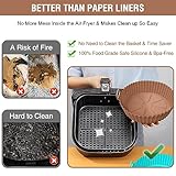 Air Fryer Silicone Liners for Ninja Air Fryer AF101 4QT AF161/AF150 5.5QT, for COSORI/Gourmia/PowerXL/InstantPot/Fabuletta/Philips Air Fryer 4QT, and Most 3 to 5 QT Airfryer, Better than Paper Liners