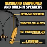 DEWALT 2-in-1 Neckband Bluetooth Headphones w/Built-in Speakers, Jobsite Wearable Speaker & Around Neck Headphones, Wireless Bluetooth Headset, 60+ Hrs, Hands-Free Music & Calls, Carry Pouch Included