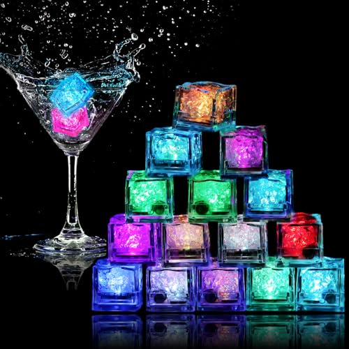 Takytao 160 Pack Light Up Ice Cubes for Drinks, Led Ice Cubes with Color Changing Lights-Water Activated,Food Grade, Waterproof, Reusable Glowing Flashing Ice Cubes for Club Bar Party Wedding Decor