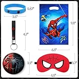 Spider Birthday Party Supplies,124Pcs Spider Party Favors Including Gift Bag, Spider Masks, Bracelet, Key Chain, Button Pins, Stickers, Goodie Bags for Spider Themed Party Classroom Rewards Christmas Prizes