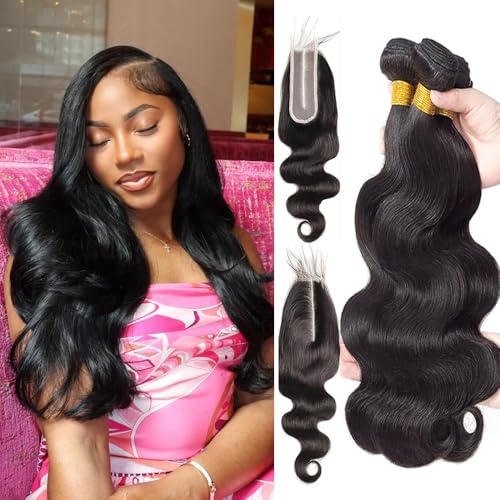 12A Human Hair Bundles With 2X6 Hd Lace Closure (20 22 24+18 Inch) Body Wave Brazilian 100% Human Hair Bundles With Closure