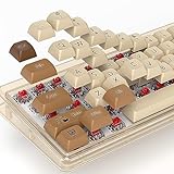 Owpkeenthy Retro XDA Keycaps, PBT 138 Keys Brown Keycap Set for Cherry MX Covers Fullsize 60% 65% 75% Keyboard （XDA Coffee Cat）