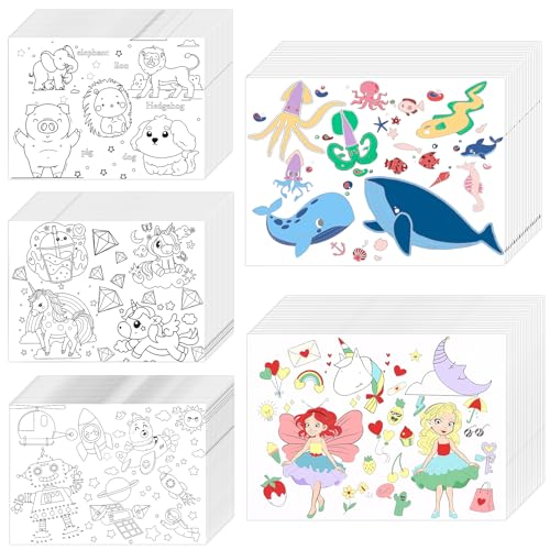 500 Pcs Disposable Paper Placemats Coloring Activity Sheets Paper 14"x10" Table Mats Disposable Dining Table Paper Placemats Unicorn Coloring Placemats for Restaurant Thanksgiving Christmas Party DIY