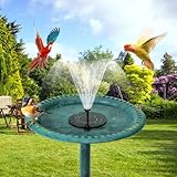 VECELO 28" Pedestal Outdoor Bird Bath with Solar Powered Fountain for Outside, Vintage Bronze Polyresin Lightweight, Antique, Yard/Garden Decoration, Green