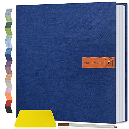 Popotop Large Photo Album Self Adhesive 4x6 5x7 8x10 Scrapbook Album DIY Picture Book,Gifts for Mom,Family Baby and Wedding,with Metal Pen and Plastic Board