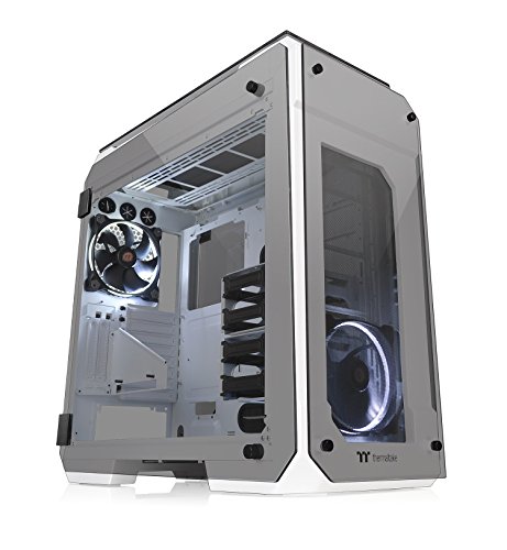 Thermaltake View 71 Snow 4-Sided Tempered Glass Vertical GPU Modular SPCC E-ATX Gaming Full Tower Computer Case Chassis 3-Way Radiator View with 2 White LED Riing Fan Pre-Installed CA-1I7-00F6WN-00