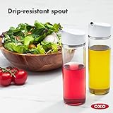 OXO Good Grips Precision Pour Glass Dispenser Set, 2 Piece Oil & Vinegar Set, Clear, White