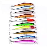 OriGlam 10pcs Fishing Lures Hard Minnow Baits, Life-Like Swimbait Fishing Lures, Minnow Hard Lure Bass Trout Baits Kit, Topwater Hard Baits Crankbait Swimbait for Saltwater Freshwater