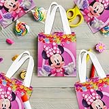 Disney Minnie Mouse Party Favor Bags Set – 24 Pack of 8" Minnie Mouse Party Goodie Bags for Kids Bulk Reusable Totes | Minnie Birthday Party Supplies