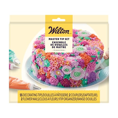 Wilton Master Cake Decorating Piping Tips Variety Set, Stainless Steel Cake & Cupcake Decorating Kit with Storage Case, 55 Piece