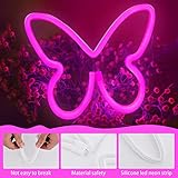 BRIGHTDECK 3 Pcs Butterfly Neon Signs, Neon Light for Bedroom, USB or 3-AA Battery Powered LED Wall Décor for Valentines Day Birthday Gift, Wedding, Party, Home Decor (Pink, Purple, Warm white)