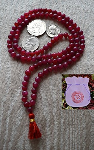 AWAKEN YOUR KUNDALINI Red Jade Mala Beaded Necklace - Hand Knotted 8mm 108 Prayer Beads - Heart Chakra, Vitality, Passion