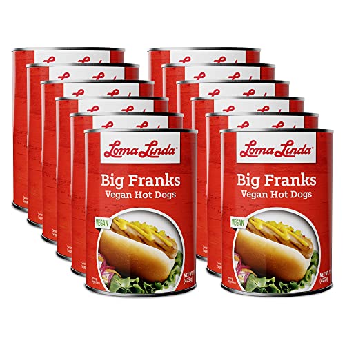 Loma Linda Big Franks - Plant-Based Sausages in Convenient 12-Pack 15oz Cans for Hearty Meatless Meals