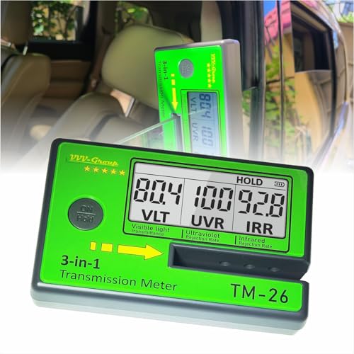 Digital Car Window Tint Meter - Side Window Tint, Sun Control Film, VL/UV/IR Transmittance Detection, Light Transmission Meter for Cars Side Windows and Tint Films | Auto Calibration (with PU Case)