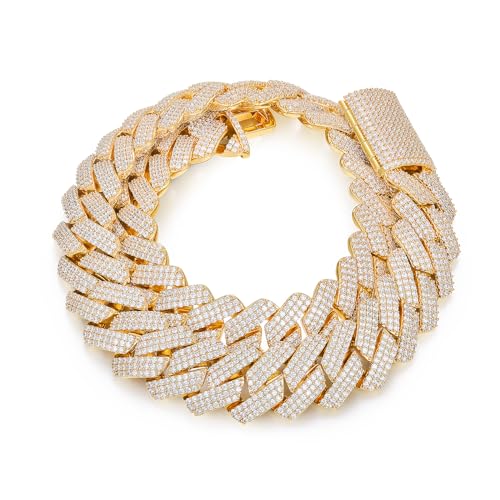 Ucciyo 25MM Cuban Link Chain for Men Thick Iced Out Chain 18K Gold Plated 5A+ Zicron Cuban Necklace Gold Iced Out Miami Necklace Bling Luxury Jewelry 18inch