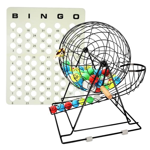 GSE Games & Sports Expert Professional Bingo Game Set with Jumbo Cage, 1.5" Bingo Balls, Master Board. Great for Large Groups, Parties, Game Night