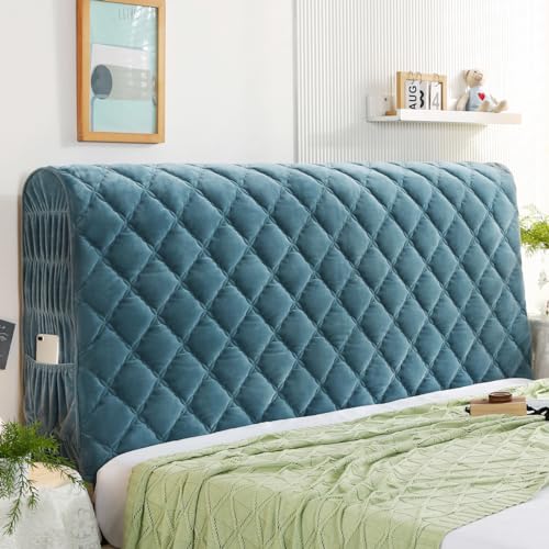GZYLCH Thicken Bed Headboard Cover, Stretch Bed Headboard Coverfor Full Queen Cal King Size, Washable Bed Headboard Slipcover Dustproof Protector Cover for Bedroom Bed Headboard,Blue,Queen:59.0in
