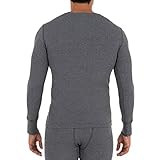 Fruit of the Loom Men's Recycled Waffle Thermal Underwear Crew Top (1 and 2 Packs), Black/Greystone Heather, Large