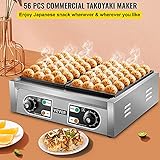 VEVOR Commercial Takoyaki Maker, 56PCs Japanese Octopus Fish Ball Machine, 2kW Heating Takoyaki Grill Maker, Octopus Meatball Machine w/ 2 Non-Stick Plates, Fish Ball Maker w/Independent Temp Control