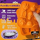 Halloween Molds Silicone for Chocolate 4 Pack, 3D Halloween Chocolate Candy Gummy Mold Skull Pumpkin Bat Ghost Witch Hat Spider tombstone Shapes Mold