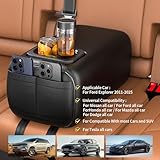 TDOFYH Car Rear Seat Armrest 2 Row Console Box with Cup Holder Universal Arm Rest Backseat Armrest Console Box Second Row Rear Central Armrest Box(Black-Double Pockets)