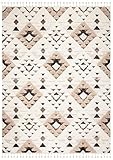 SAFAVIEH Moroccan Tassel Shag Collection Area Rug - 8' x 10', Ivory & Brown, Boho Design, Non-Shedding & Easy Care, 2-inch Thick Ideal for High Traffic Areas in Living Room, Bedroom (MTS688A)