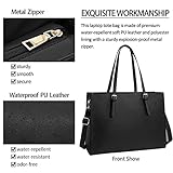 Laptop Bag for Women Waterproof Lightweight Leather 15.6 Inch Computer Tote Bag Business Office Briefcase Large Capacity Handbag Shoulder Bag Professional Office Work Bag Black