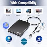 MthsTec USB Floppy Drive, External 3.5" USB & Type-C External Floppy Disk Drive Portable 1.44 MB Plug and Play FDD for PC Windows XP 7 8 10 11