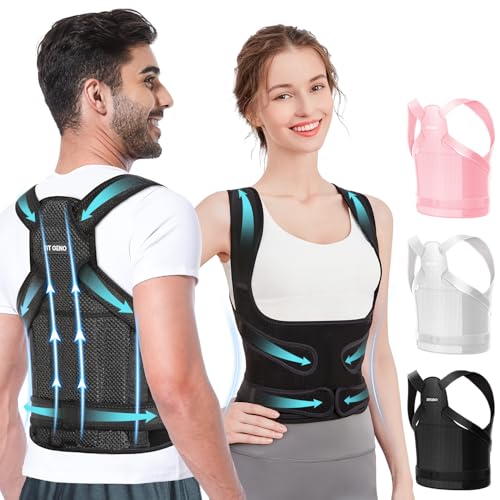 Fit Geno Back Brace Posture Corrector for Women and Men, Shoulder Straightener, Adjustable Full Back Support, Upper and Lower Back Pain Relief - Scoliosis, Hunchback, Hump, Thoracic, Spine Corrector