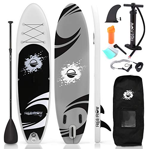 SereneLife Inflatable Stand Up Paddle Board (6 Inches Thick) with Premium SUP Accessories & Carry Bag | Wide Stance, Bottom Fin for Paddling, Surf Control, Non-Slip Deck | Youth & Adult Standing Boat