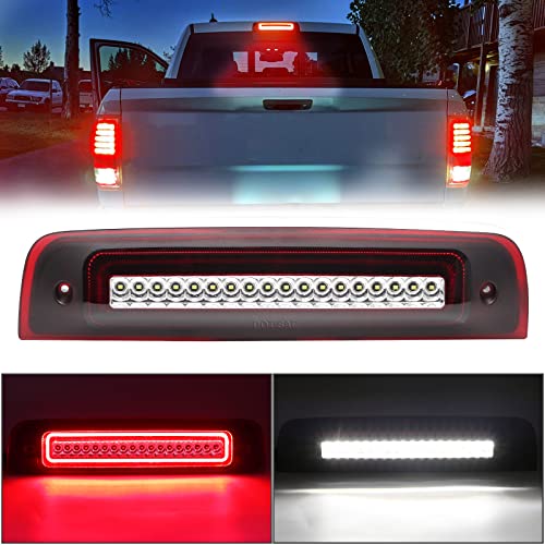 R&F Auto LED Strobe Third Brake Light Compatible With Ram 1500 2500 3500 4500 5500, 2010-2018 Pickup Truck High Mounted Stop Lights Roof Cargo Lamp with Seal Foam Gaskets, F1 Style Red Flash