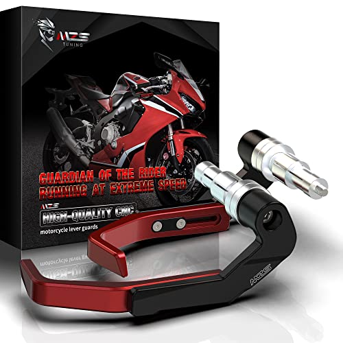 MZS Motorcycle Lever Guards, Aluminum Clutch Brake Handlebar Protector Universal 7/8 Hollow Extendable Handguards Brush Red Compatible with Sport Street Enduro Mountain Bike Ebikes ATV