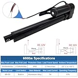 JQDML 36 Inch 36" Long Stroke Linear Actuator Kit 12V IP65 Waterproof Heavy Duty 660lbs/3000N Speed 0.2"/sec Electric Actuator with Mounting Brackets for Table Lift, Window Opener,Door Opener