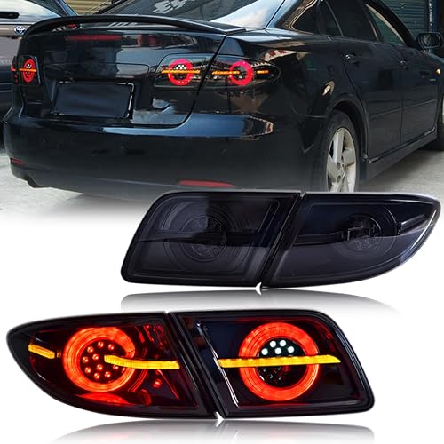 inginuity time LED Tail Lights for Mazda 6 2003-2008 Start-up Animation Sequential Signal Black Rear Lamps Assembly Accessary