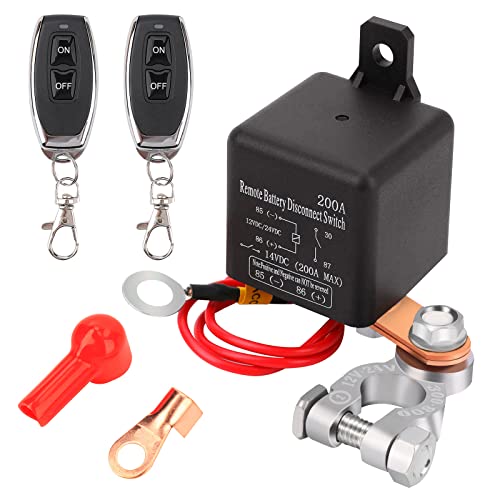Remote Battery Disconnect Switch 12V Battery Kill Switch for Car, 200A Upgraded Remote Control Battery Negative Cut Off Switch Anti-Theft Prevent Battery Drain Isolator for Truck, RV 360A Starting