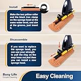 Yocada Sponge Mop Home Commercial Use Tile Floor Bathroom Garage Cleaning Total 3 Sponge Heads Squeegee and Extendable Telescopic Long Handle 42.5 to 52 Inches Easily Dry Wringing Only 3 Heads