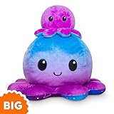 TeeTurtle - Original Reversible Big Octopus Plushie - Galaxy - Huggable and Soft Sensory Fidget Toy Stuffed Animals That Show Your Mood - Gift for Kids and Adults!